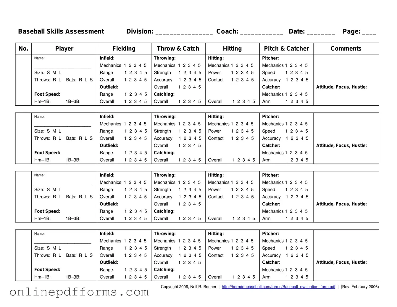Fill in Your Baseball Assessment Template