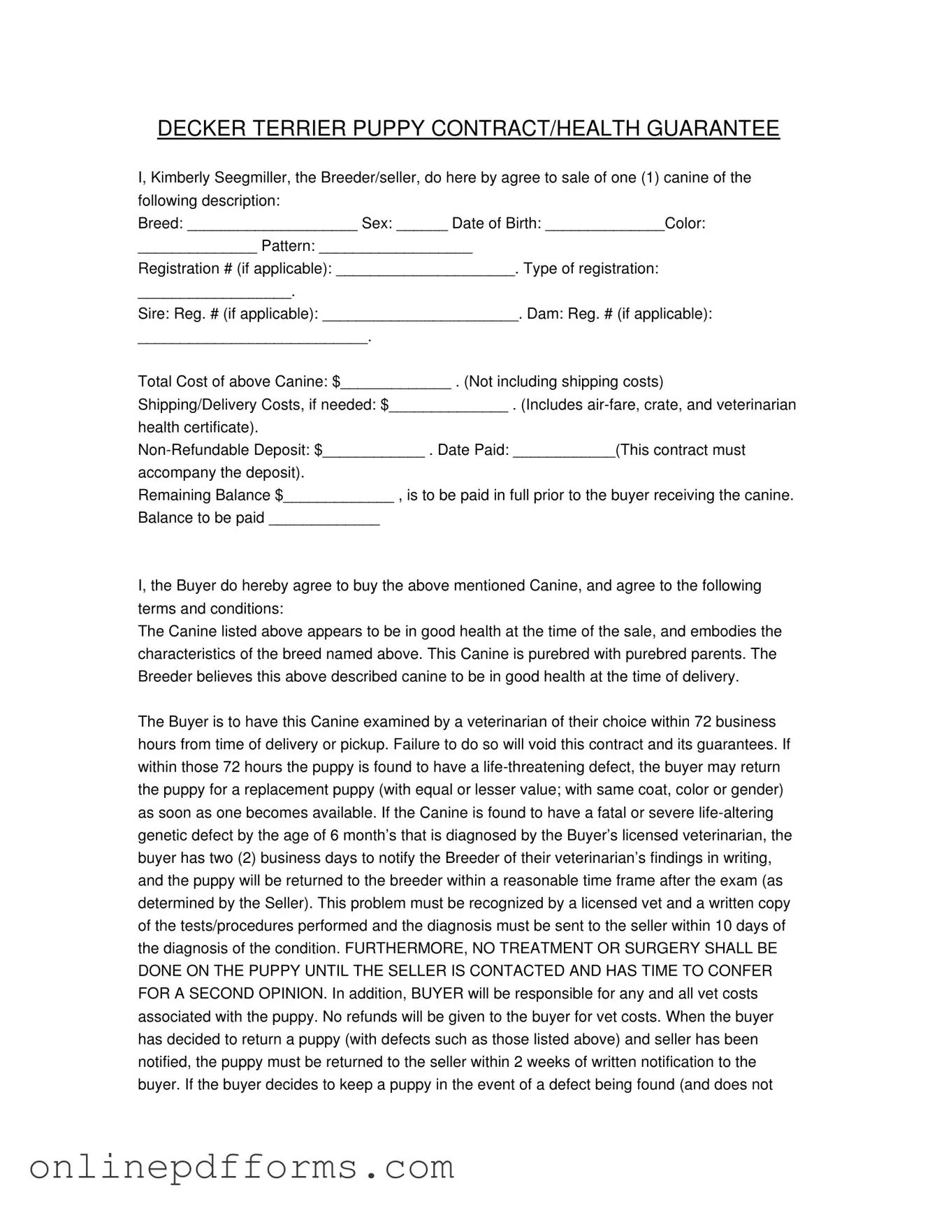 Fill in Your Health Guarantee Template