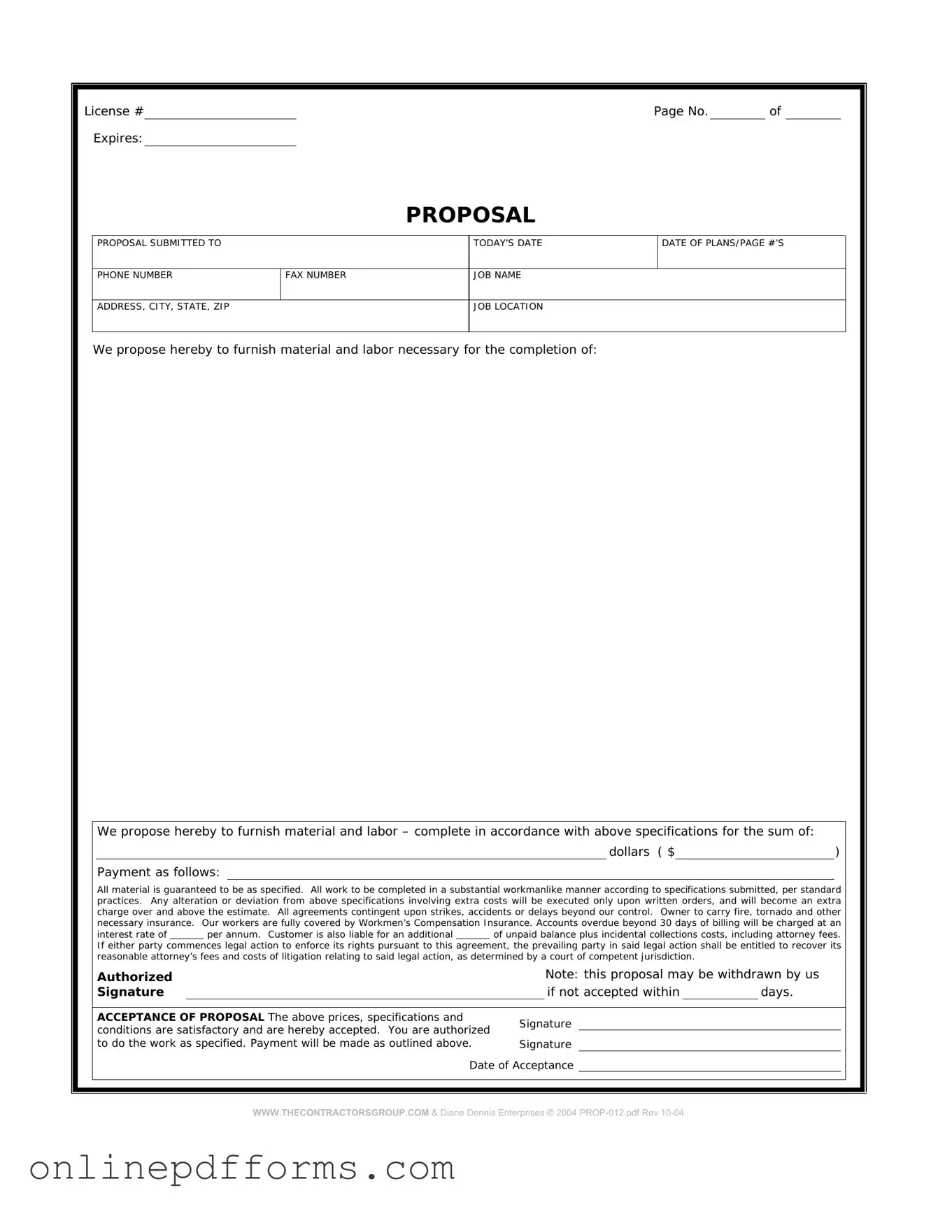 Fill in Your Construction proposal form Template
