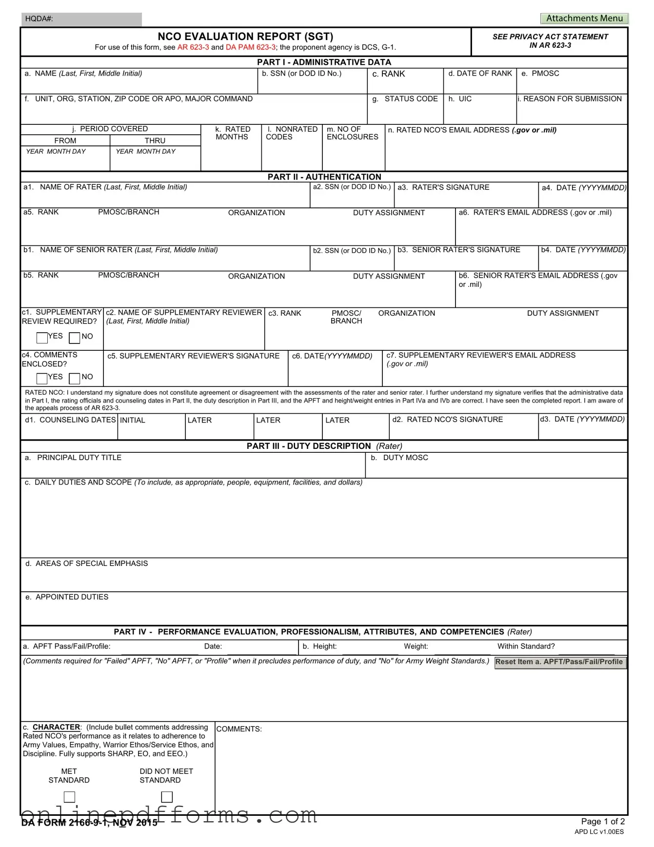 Fill in Your Da 2166 9 1 Template