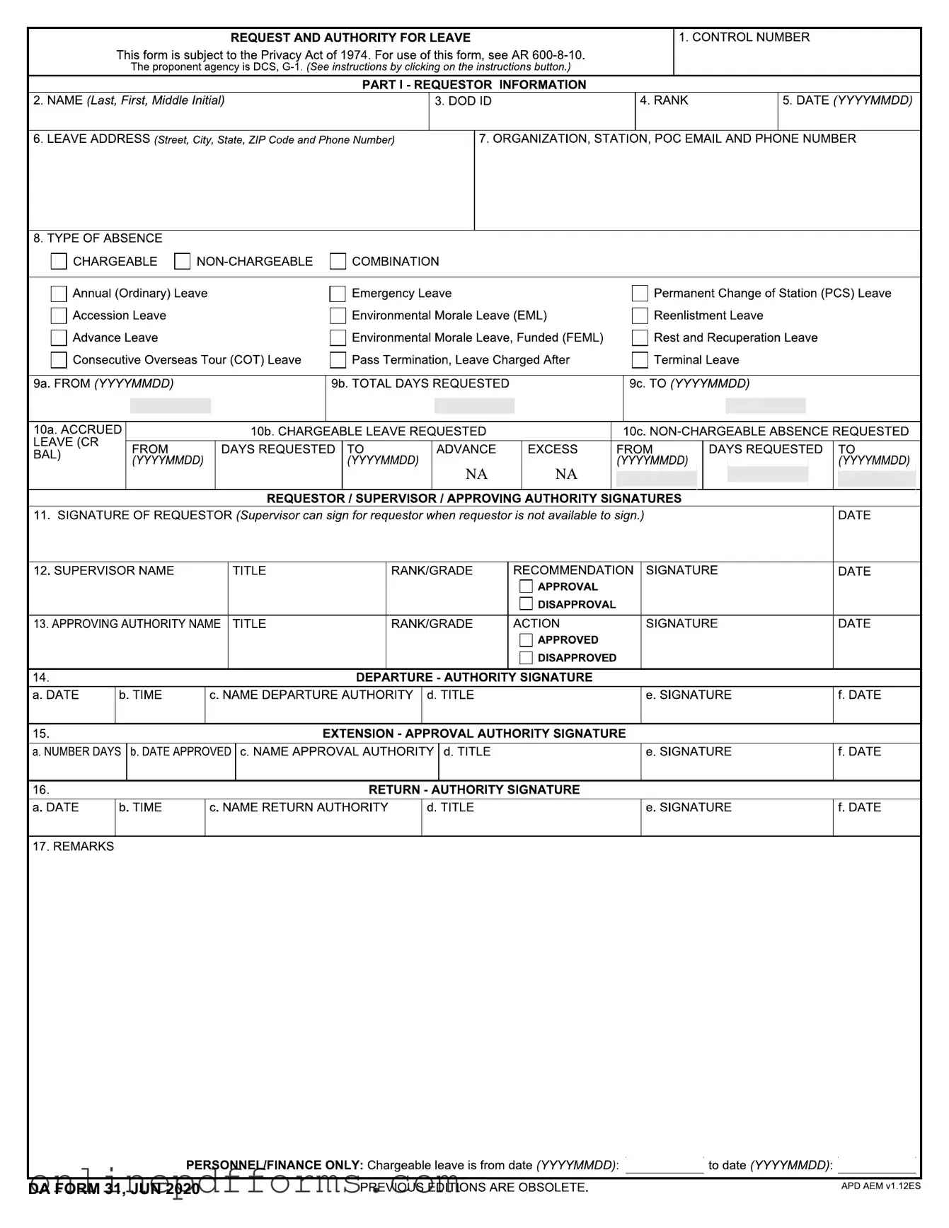 Fill in Your Da 31 Template