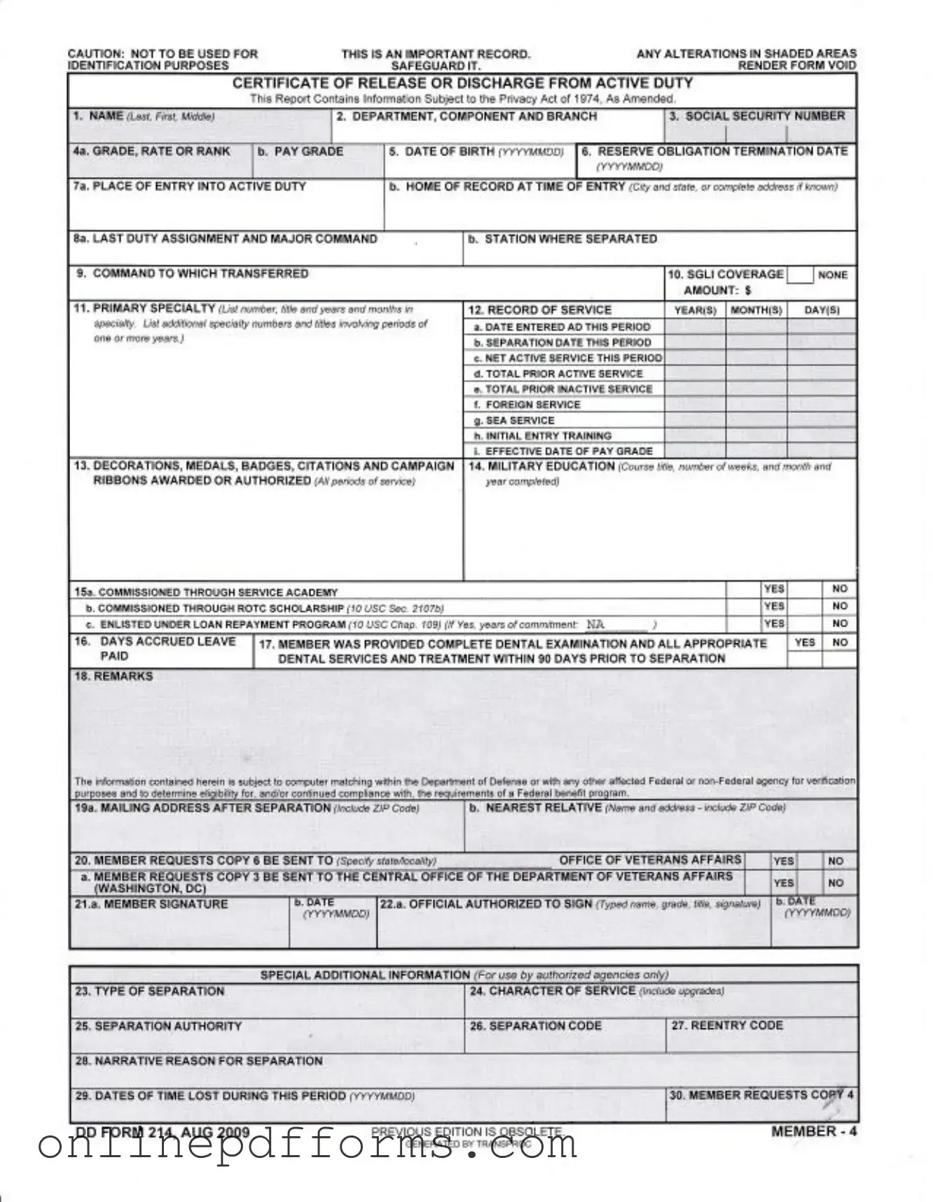 Fill in Your Dd 214 Template