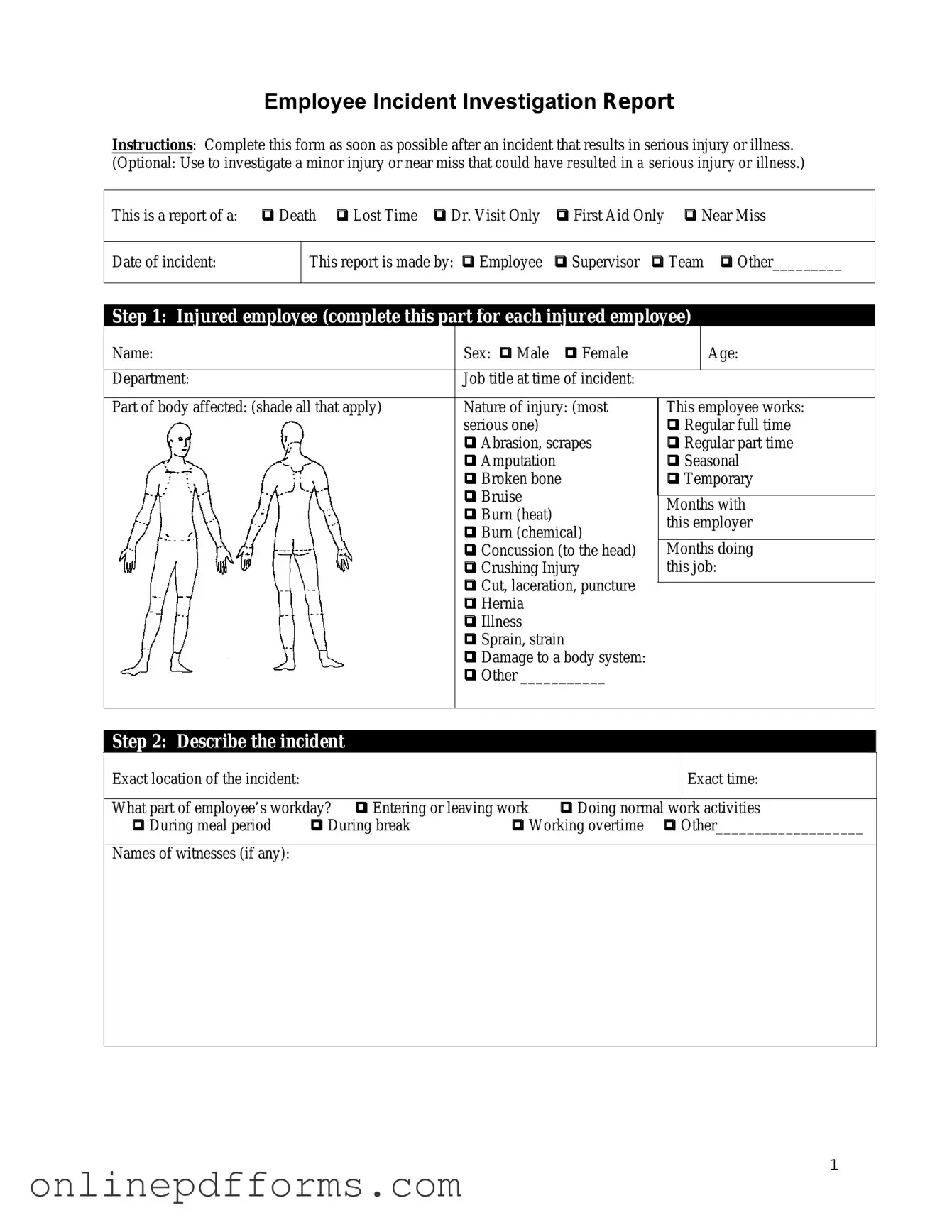 Fill in Your Employee Accident Report Template