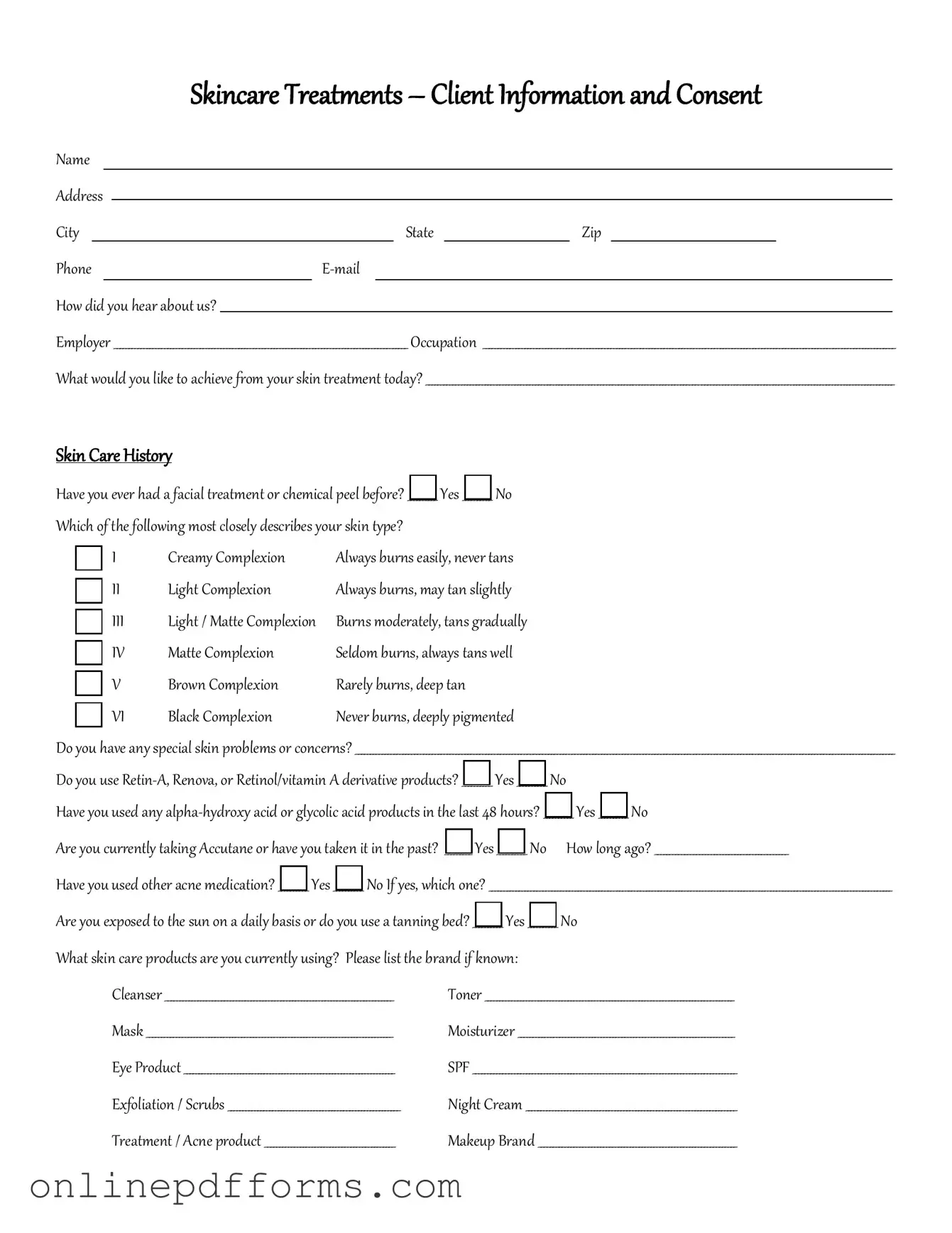 Fill in Your Facial Consent Template