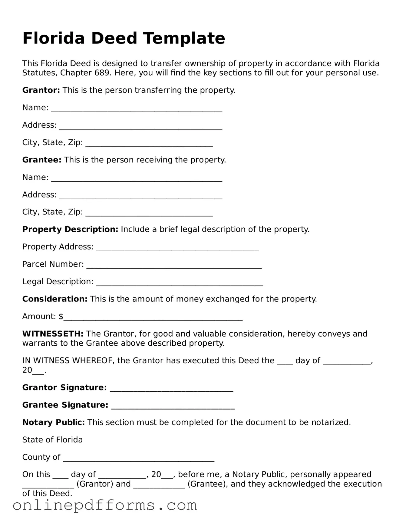 Blank Florida Deed Form