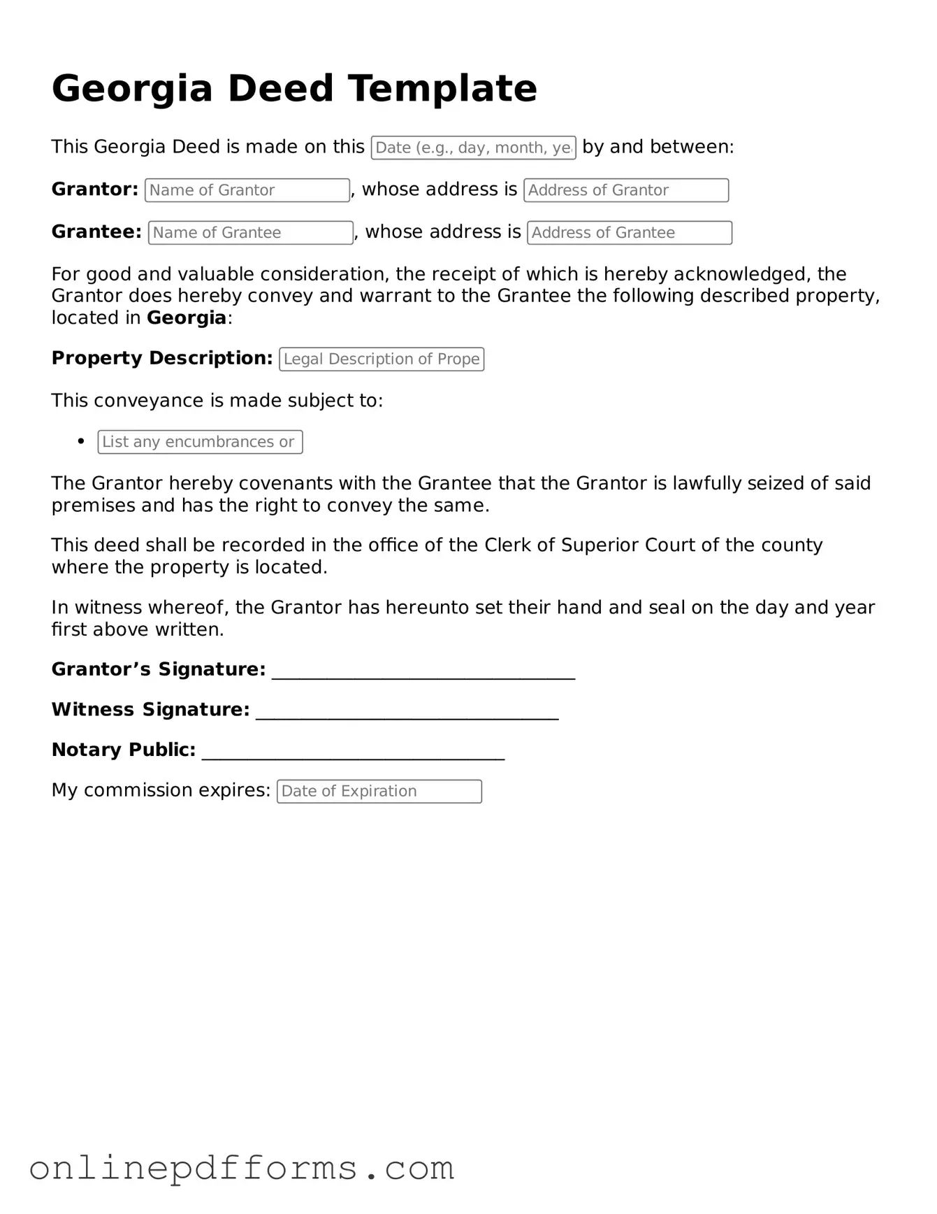 Blank Georgia Deed Form
