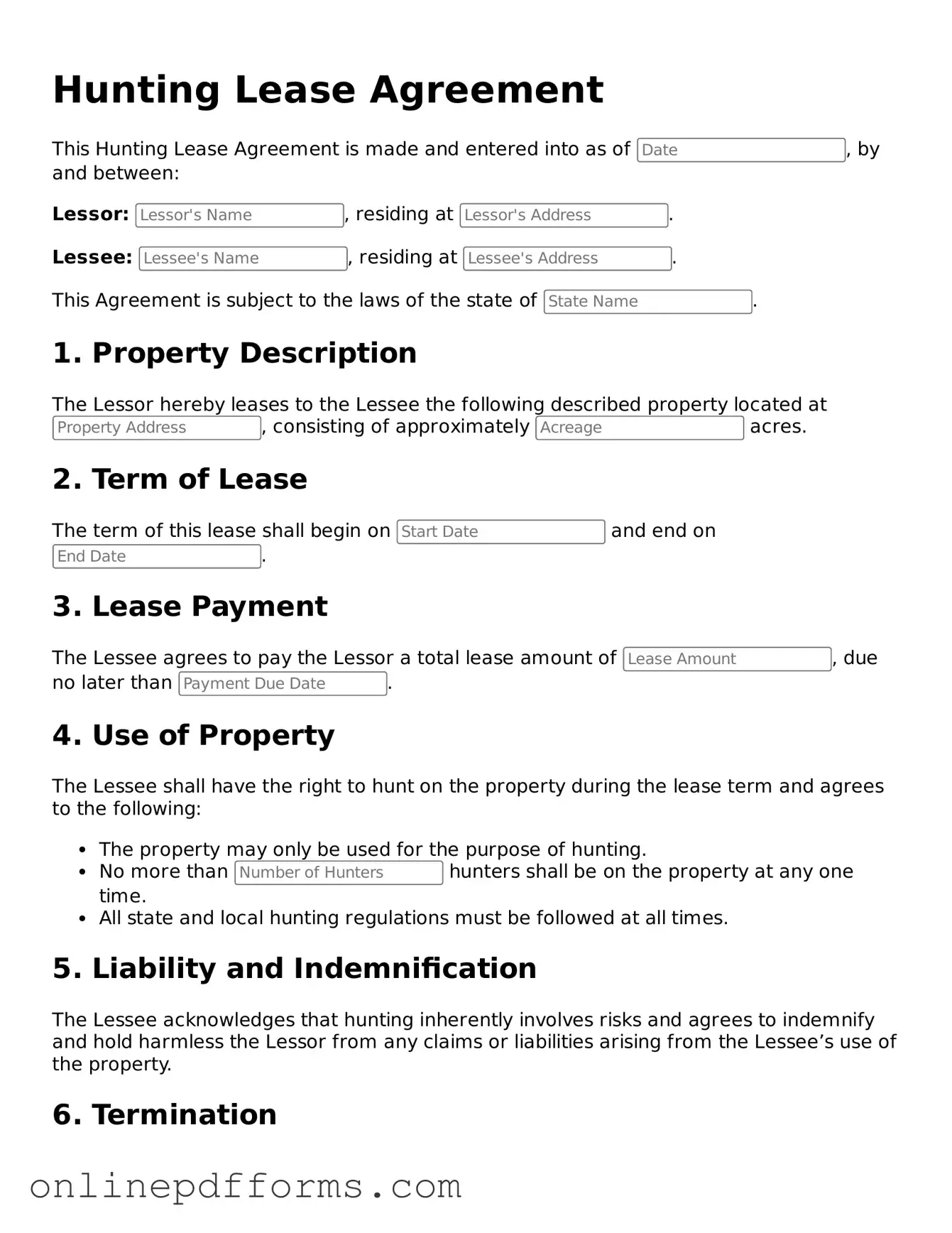 Legal Hunting Lease Agreement Form