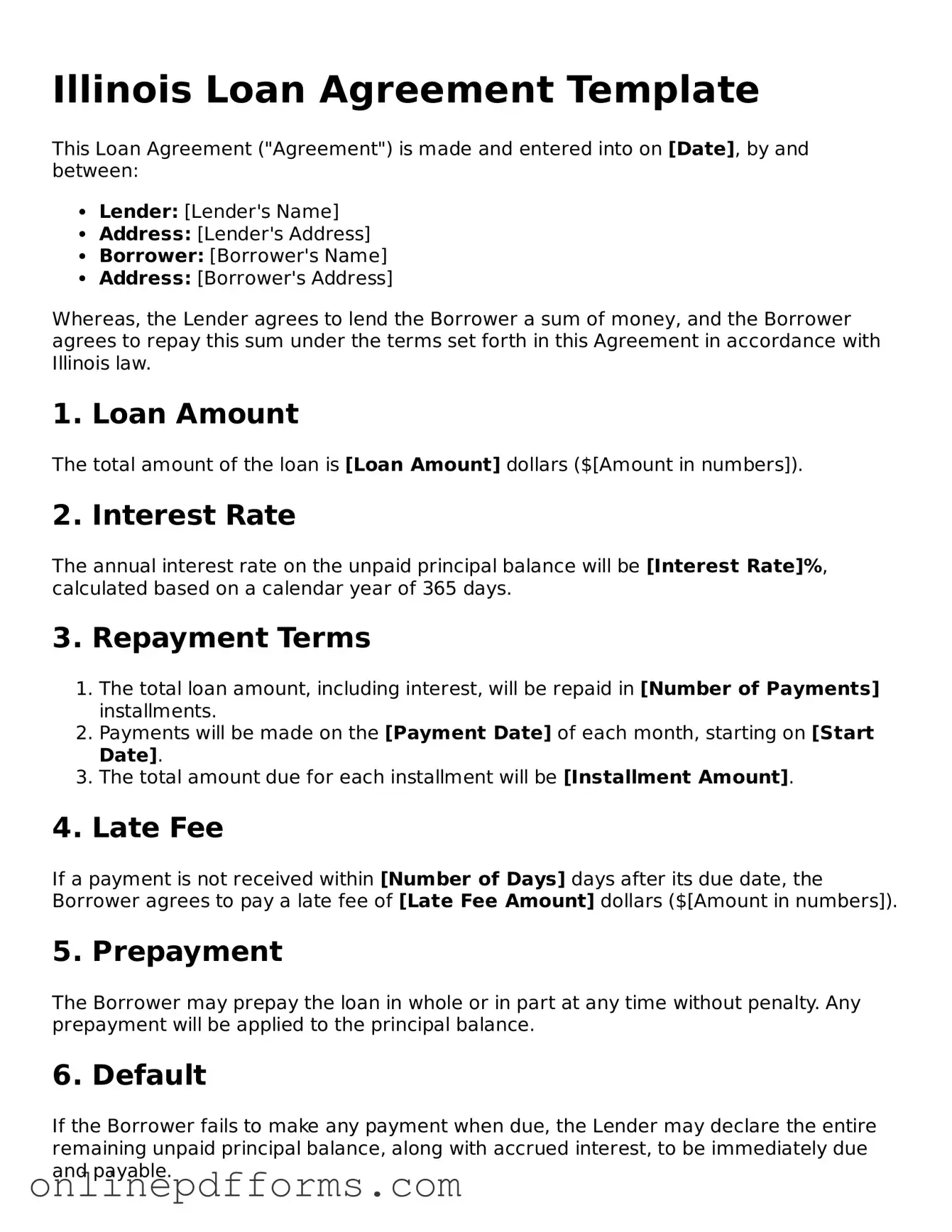 Blank Illinois Loan Agreement Form