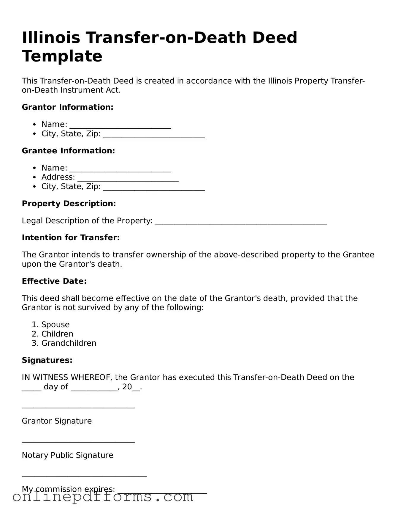 Blank Illinois Transfer-on-Death Deed Form