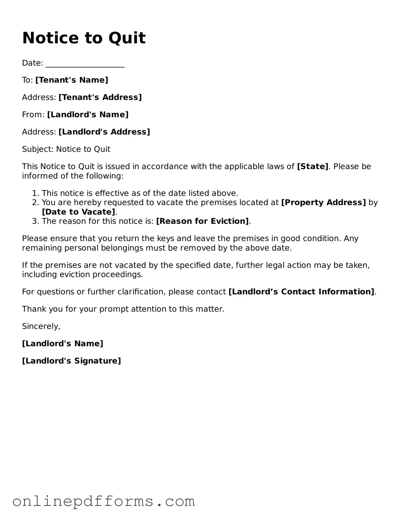 Legal Notice to Quit Form
