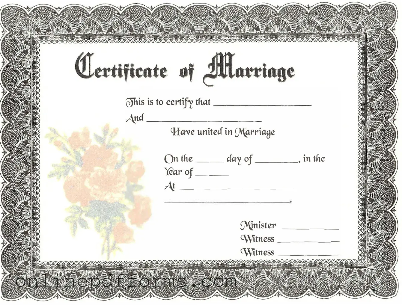 Fill in Your Marriage Certificate Template