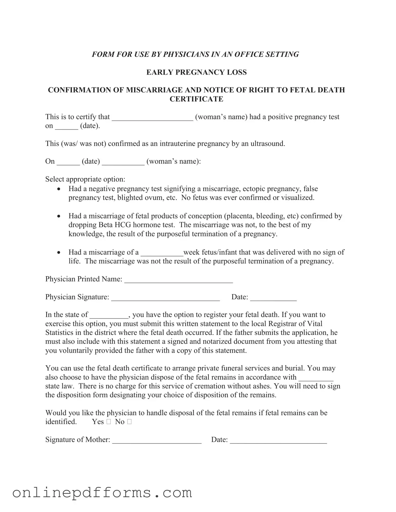 Fill in Your Miscarriage Discharge Paper Template