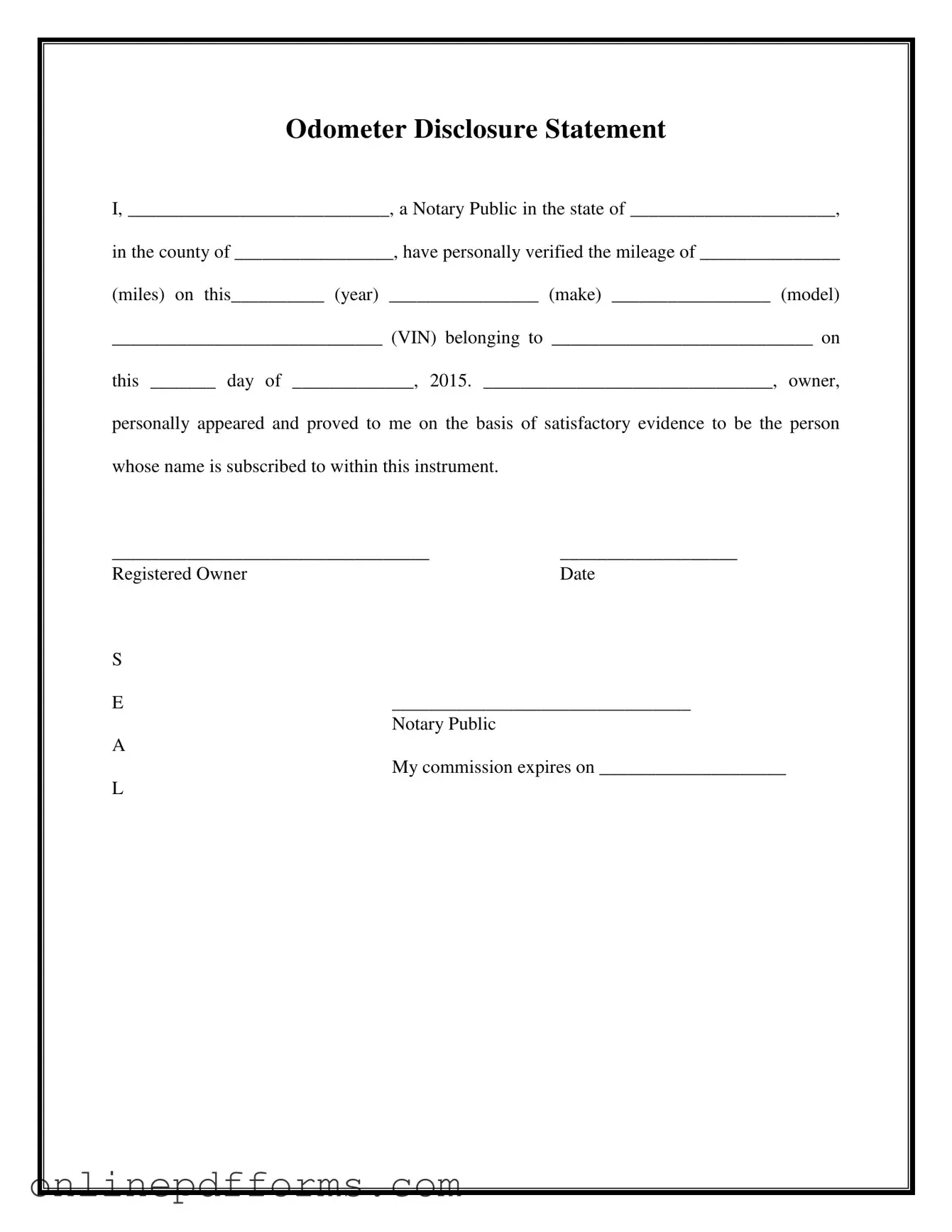 Fill in Your Notarized Odometer Statement Template