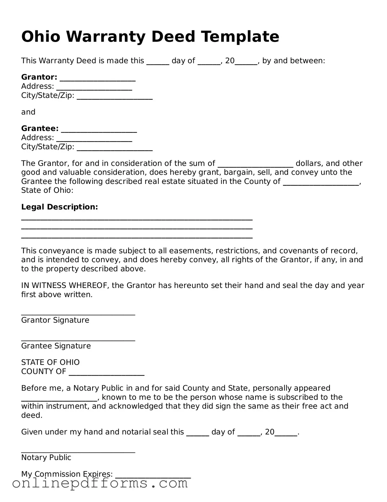 Blank Ohio Deed Form