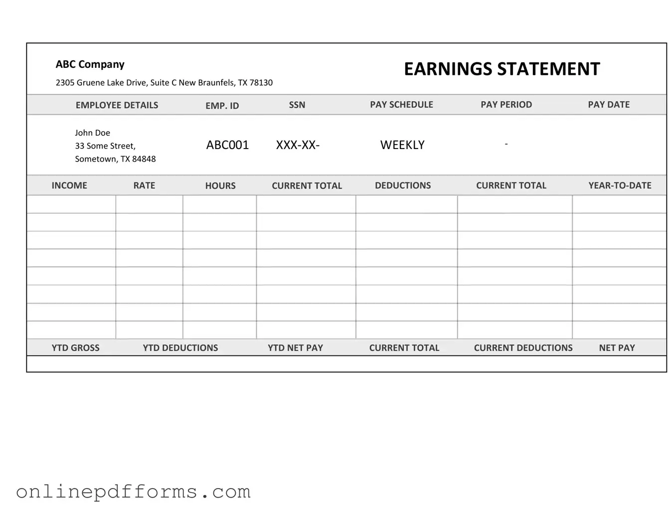 Fill in Your Independent Contractor Pay Stub Template