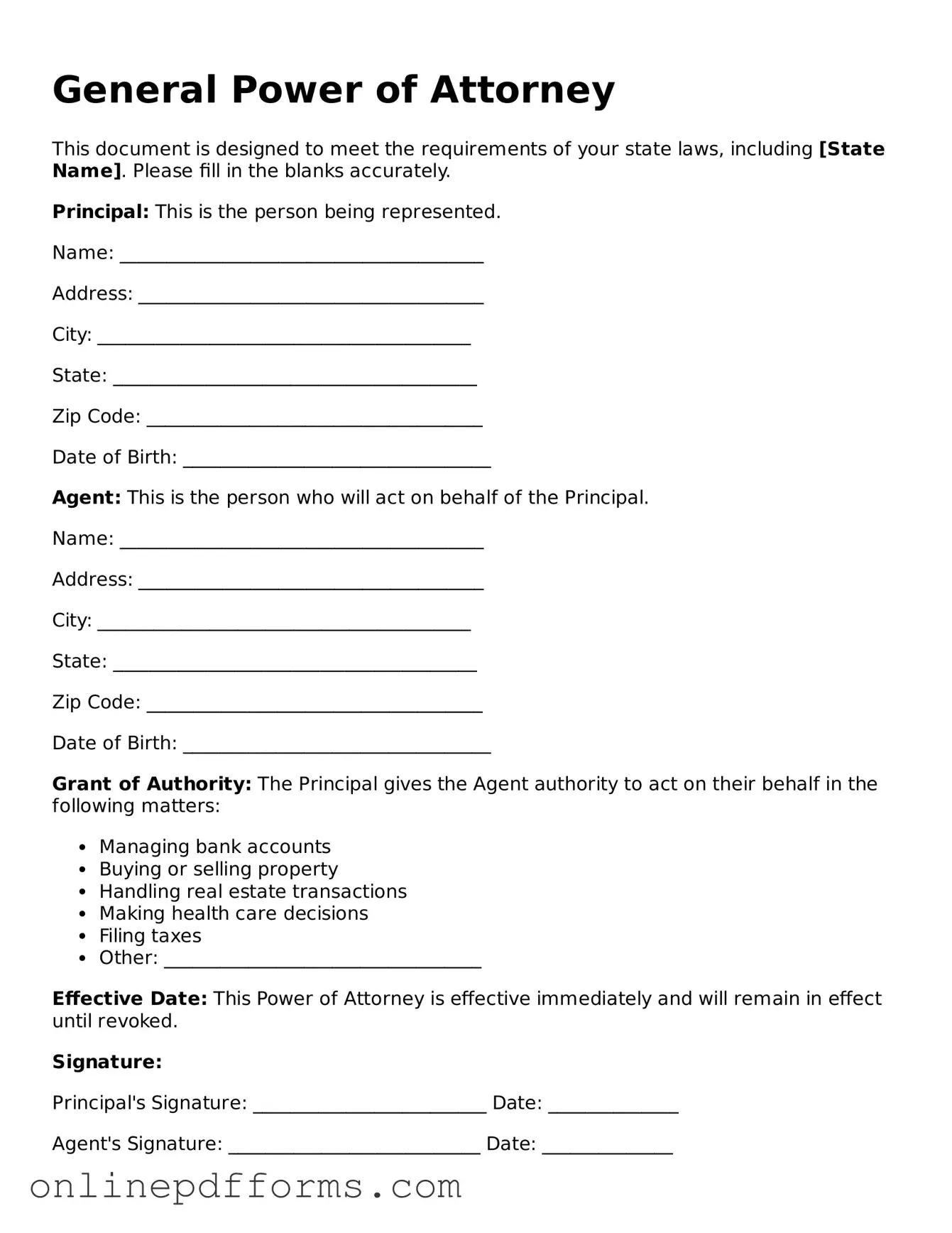 Legal Power of Attorney Form
