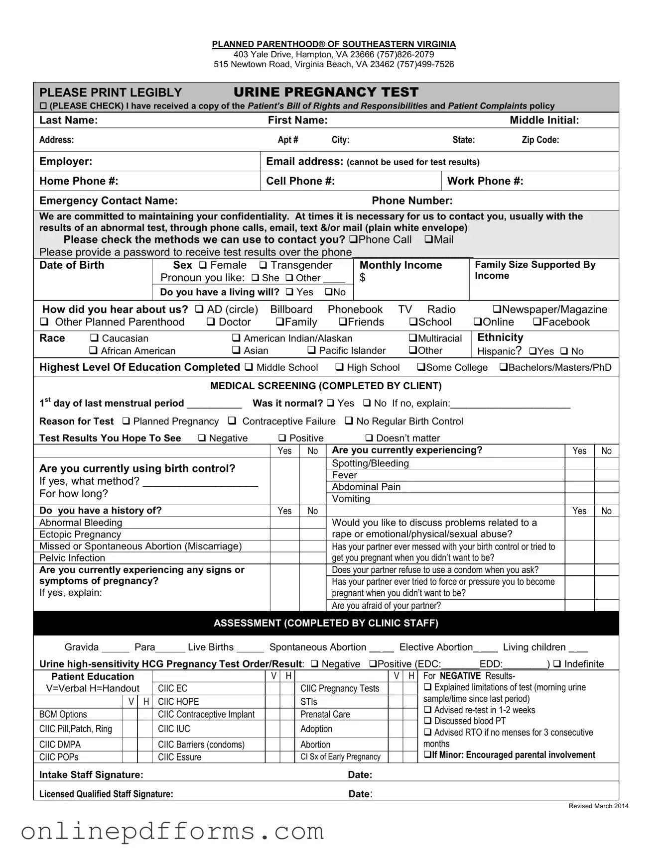 Fill in Your Planned Parenthood Proof Template