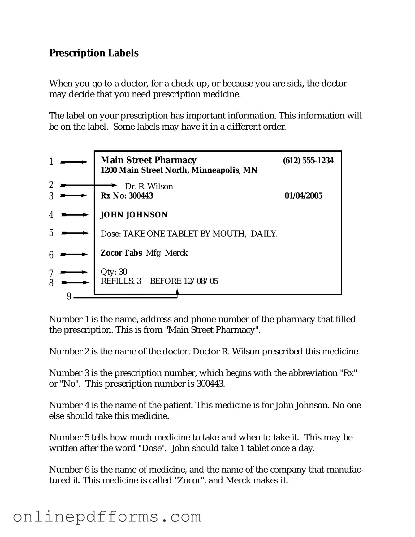 Fill in Your Prescription Label Template