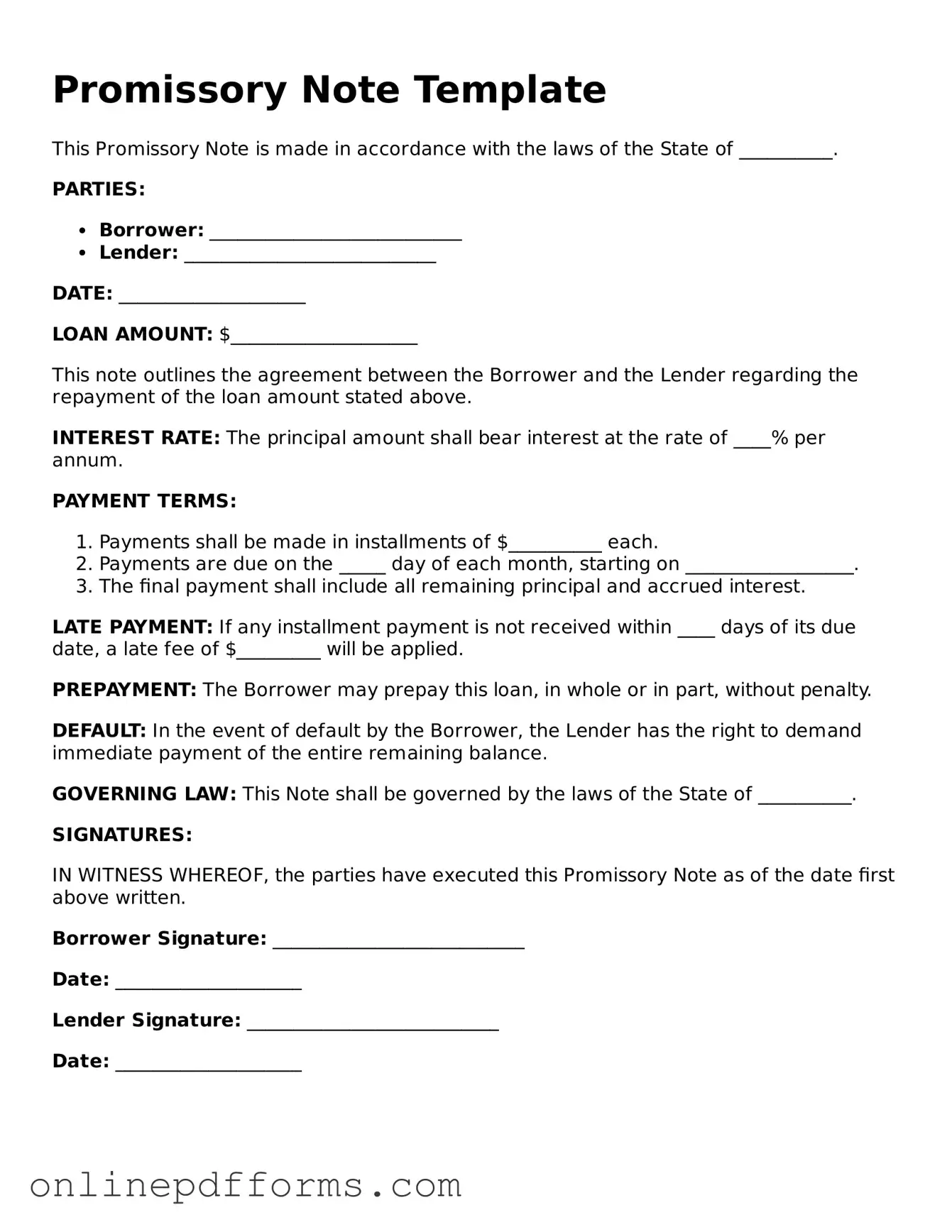 Legal Promissory Note Form