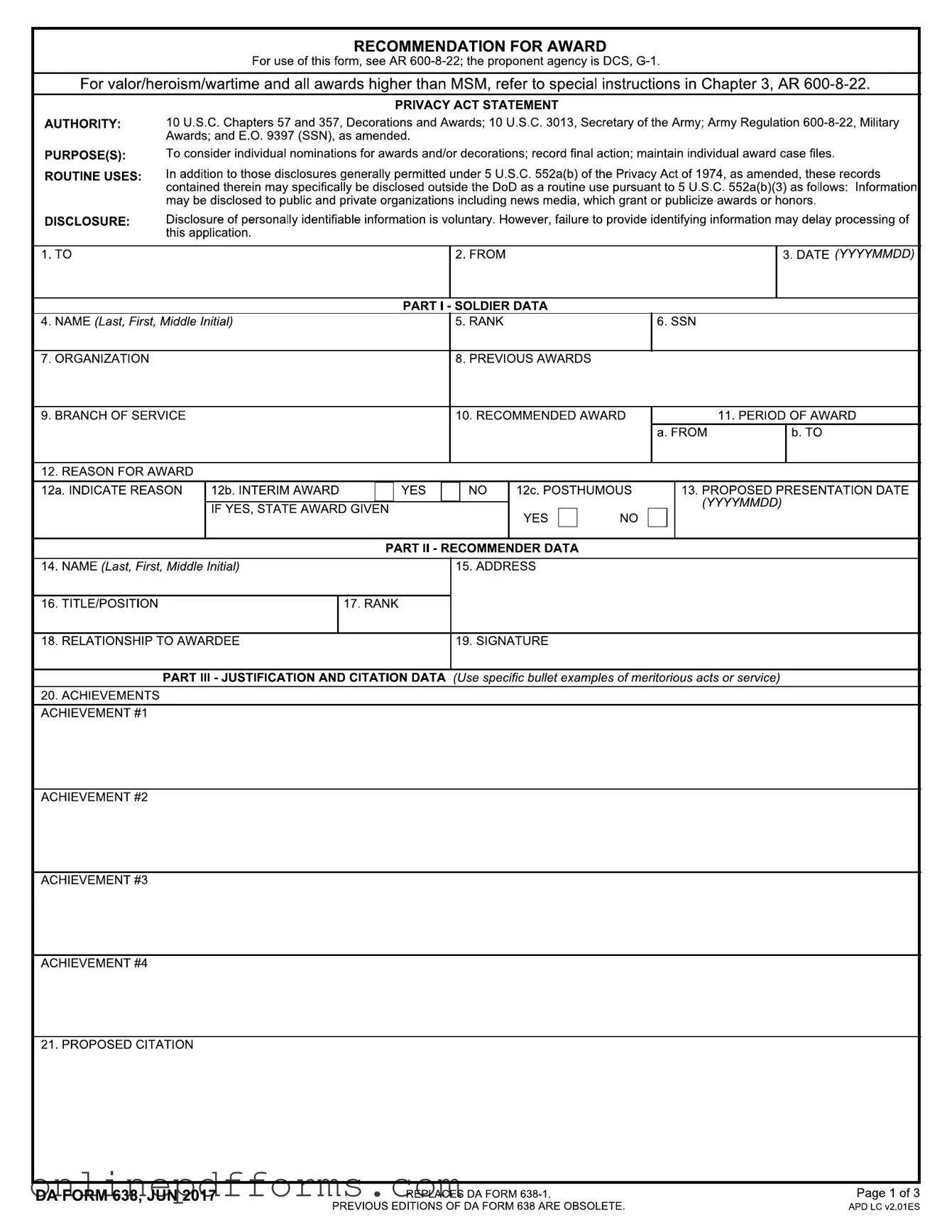 Fill in Your Da 638 Template