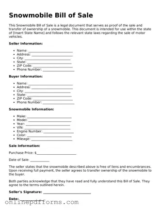 Legal Snowmobile Bill of Sale Form