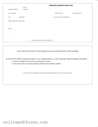 Fill in Your Auto Insurance Card Template