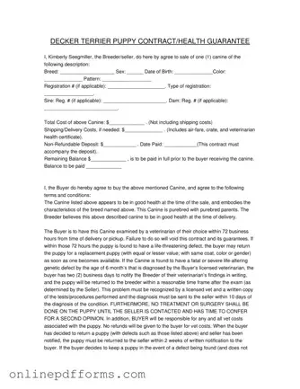 Fill in Your Health Guarantee Template