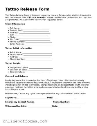 Legal Tattoo Release Form