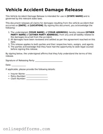 Legal Vehicle Accident Damage Release Form