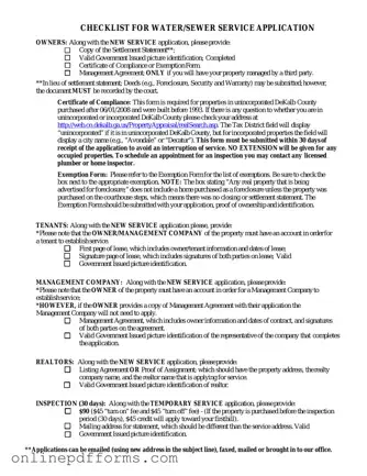Fill in Your Dekalb County Water Application Template