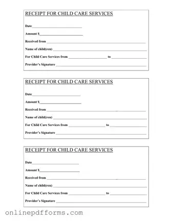 Fill in Your Childcare Receipt Template