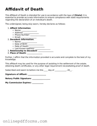 Legal Affidavit of Death Form