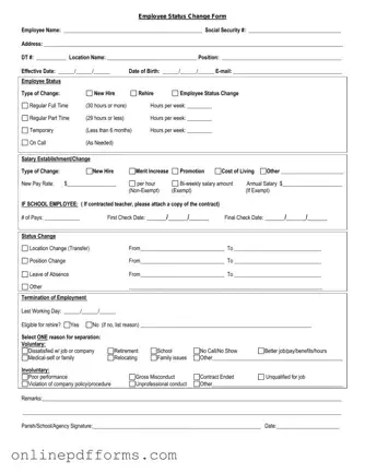 Fill in Your Employee Status Change Template