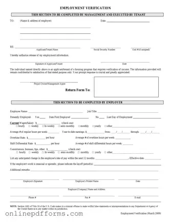 Fill in Your Employment verification form Template