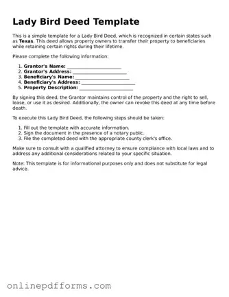 Legal Lady Bird Deed Form