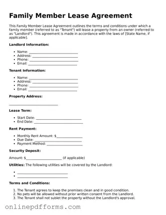 Legal Family Member Lease Agreement Form