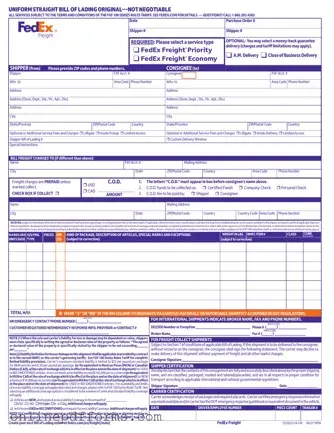 Fill in Your Fedex Bill Of Lading Template
