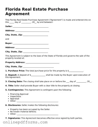 Blank Florida Real Estate Purchase Agreement Form