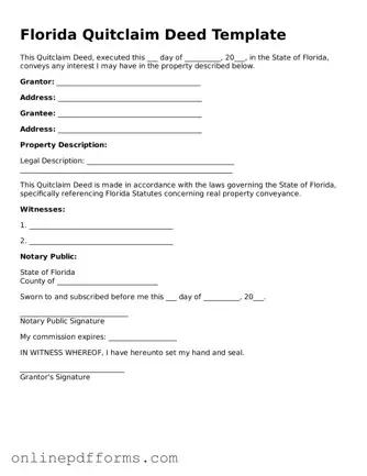 Blank Florida Quitclaim Deed Form