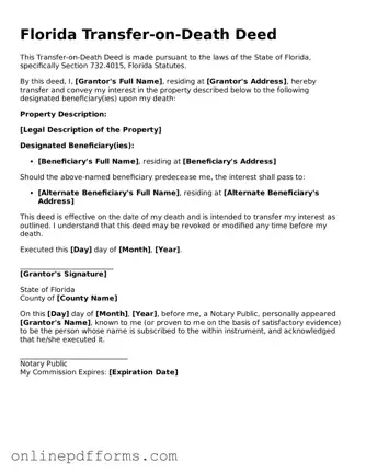 Blank Florida Transfer-on-Death Deed Form