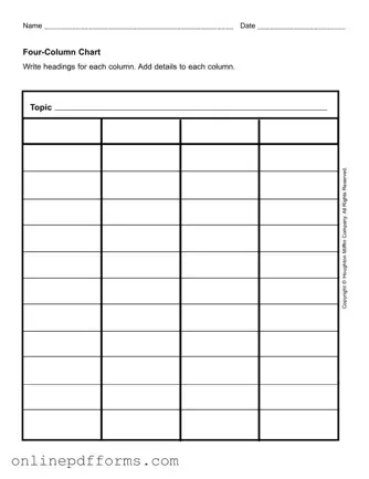 Fill in Your Four Column Chart Template