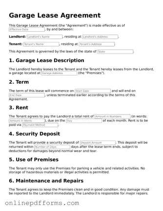 Legal Garage Lease Agreement Form