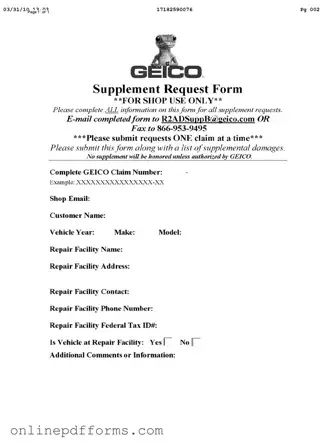 Fill in Your Geico Supplement Request Template