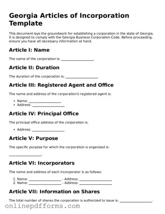 Blank Georgia Articles of Incorporation Form