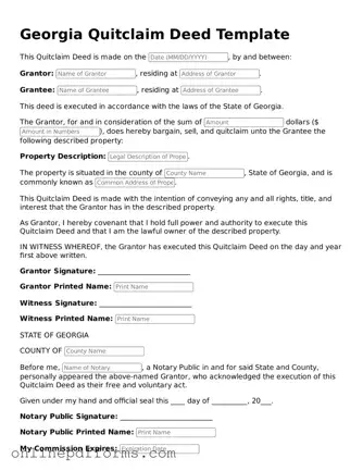 Blank Georgia Quitclaim Deed Form