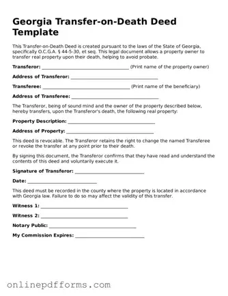 Blank Georgia Transfer-on-Death Deed Form
