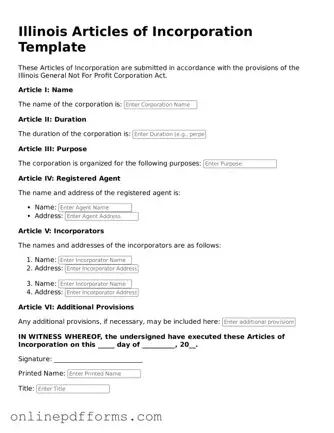Blank Illinois Articles of Incorporation Form
