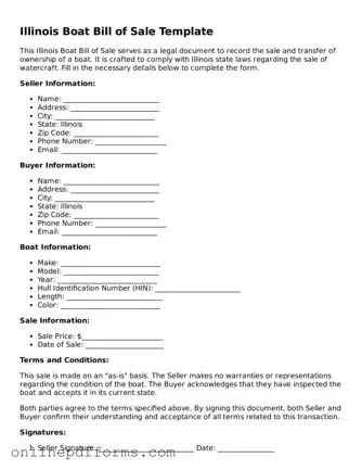 Blank Illinois Boat Bill of Sale Form