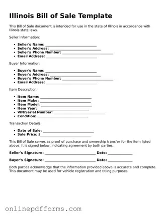 Blank Illinois Bill of Sale Form