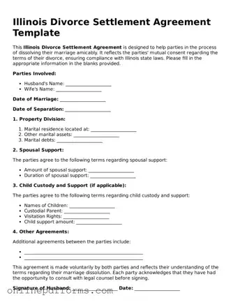 Blank Illinois Divorce Settlement Agreement Form